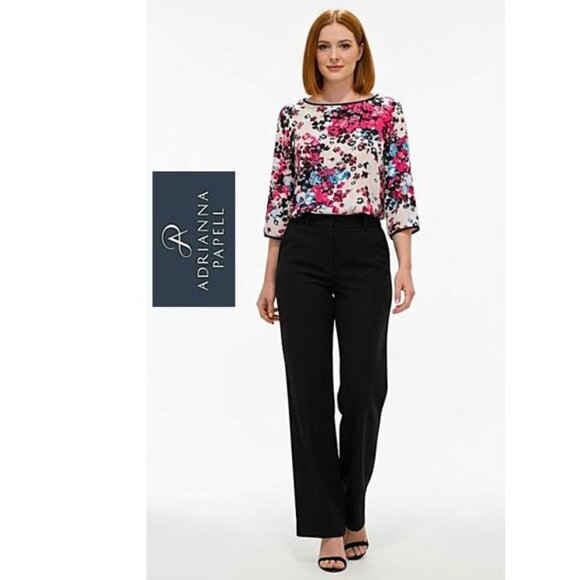 ADRIANNA PAPELL - Beautiful 3/4 sleeve fuchsia/turquoise floral blouse - Picture 1 of 10